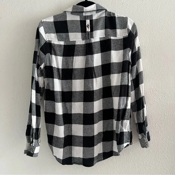 Ambiance Button Down Black and White Buffalo Plaid Shirt - Picture 4 of 4